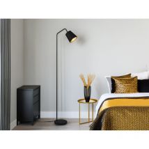 Reality Leuchten - Stehleuchte Buddy Spot Schwenkbar, Metall & Stoffschirm Schwarz/gold, Höhe 148cm