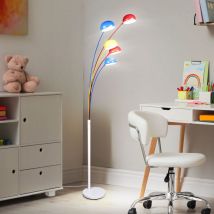 Stehleuchte bunt Kinderzimme RL euchte stehend Stehlampe Wohnzimmer, Metall weiß, Kippschalter, 5x E14 Fassungen, h 210 cm