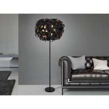 Große Stehleuchte leavy Blätter Lampenschirm Schwarz-Gold, Höhe 180cm