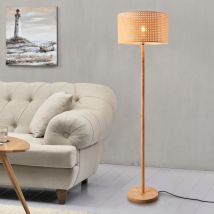 Stehleuchte Rochdale – E27 – 154 cm – Holz – Rattan – Gelbbraun