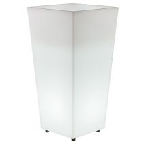 Melisa 50 Quadratischer, hoher Blumenkasten mit Licht für sehr widerstandsfähige Pflanzen und Blumen. Kaltweißes Licht mit Kabel. Hergestellt aus