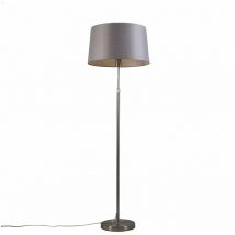 Qazqa - Stehleuchte Stahl mit Lampenschirm grau 45 cm verstellbar - Parte