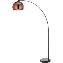 Teamson Home - Arquer Gewölbt Gebogen Stehende Led-stehlampe Mit Glockenschirm Und Marmorsockel, Moderne Beleuchtung In Roségold Für Wohnzimmer Oder 