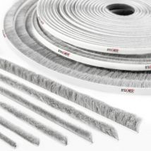 Steigner - 15m Bürstendichtung selbstklebend grau, Dichtungsbürste Türdichtung Zugluftstopper, Höhe 4 mm