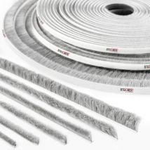 Steigner - 50m Joint brosse adhésif pour porte coulissante gris, bande de brosse anti-poussière, hauteur 7 mm