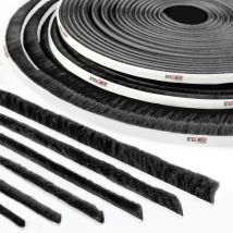 Steigner - 50m Joint brosse adhésif pour porte coulissante noir, bande de brosse anti-poussière, hauteur 20 mm - Noir