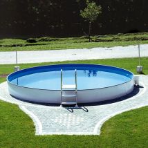 Stahlwand Swimming Pool 'Styria rund', blaue Poolfolie, ø 460 x 120 cm - Steinbach