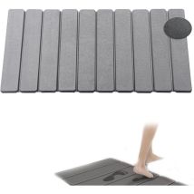 Steinbadematte 39 X 60 Cm - Schnelltrocknende Badematte - Faltbar Für Die Küche - Spülmatte (hellgrau)