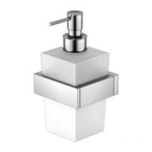 Steinberg Seifenspender Serie 460 avec verre blanc satiné, chromé , modèle mural, laiton
