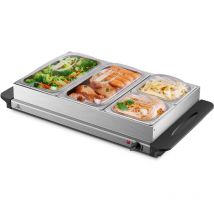Edelstahl Buffetwärmer Speisewärmer 4 Speisebehälter stufenlosen Temperaturregler BPA-frei 300 Watt - Steinborg