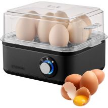 Steinborg - Eierkocher Edelstahl für 1 bis 8 Eier Dampfauslass 500 w Drehregler für drei Härtegrade spülmaschinengeeignet Kontrollleuchte Egg Cooker