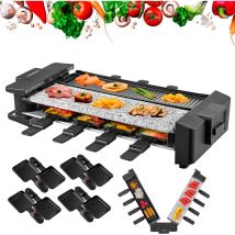 Steinborg - Raclette Grill Raclette Party Grill für 8 Personen Grillflächen sind teilbar und um 180° rotierbar Mit kombinierter Grillfläche