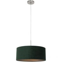 Sienna Sparkled Light Zylindrische Pendel-Deckenleuchte aus gebürstetem Stahl, samtgrün