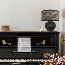 Anne Lighting - tischlampe - Lyons - schwarz - bambus holz - ø