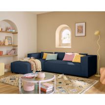 Lisa Design - Stella - canapé d'angle gauche - 4 places - en tissu texturé - bleu