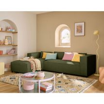 Lisa Design - Stella - canapé d'angle gauche - 4 places - en tissu texturé - vert olive