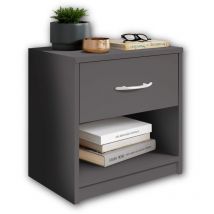 Pol-power - Stella Trading pepe, Comodino da notte, grigio grafite, linea essenziale con un cassetto che si abbina facilmente a ogni camera da letto,