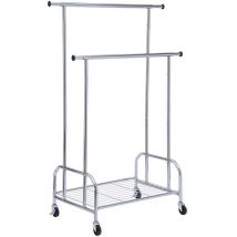 Stender cromo doppio ed estensibile con rete portaoggetti