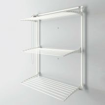 Foxydry - tendoir à linge mural, étendoir coulissant avec trois grilles Tower Blanc 88x52x137 cm - Blanc