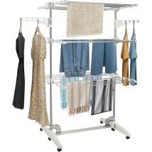 Stendino Per Biancheria, Stendibiancheria, 3ripiani, Bianco, Materiale: Tubi in acciaio inossidabile