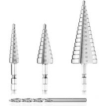 Beijiyi - Step Drill Bit, hss Metal Countersink Drill Bit, 4pcs 4-12/20/32mm Step Drill Bit Steel Countersink Drill Bit Triangular Conical Drill with