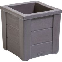 Step2 Lakewood Jardinière - Pot de Fleurs Jardinière Balcon ne se fend pas et ne rouille pas - Cèdre foncé - Plastique rotomoulé - 40 x 40 x 40,6 cm