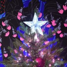 Weihnachtsbaumspitze – Weißer Stern mit 15 LEDs – 19 cm – Transparentes Kabel – Innenbereich