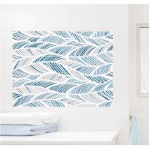 Sticker adhésif déco 15x15cm, 12 feuilles linéaires abstraites bleues, homestaging - Décoration intérieure pour la maison