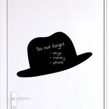Sticker ardoise tableau noir - stickers muraux adhésif effaçable - chapeau - 35x70cm