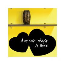 NC - Sticker ardoise tableau noir - stickers muraux adhésif effaçable - coeurs - 20x37cm