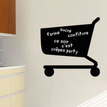 Sticker ardoise tableau noir - stickers muraux adhésif effaçable - design chariot - 40x40cm