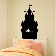 Sticker ardoise tableau noir - stickers muraux adhésif effaçable - design château - 180x95cm