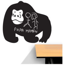 Sticker ardoise tableau noir - stickers muraux adhésif effaçable - gorille - 95x115cm
