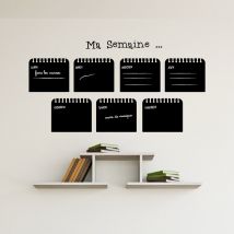 Sticker ardoise tableau noir - stickers muraux adhésif effaçable - hebdomadaire - 55x35cm