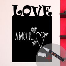 Sticker ardoise tableau noir - stickers muraux adhésif effaçable - love + craie liquide bla NC he - 80x55cm
