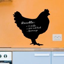 Sticker ardoise tableau noir - stickers muraux adhésif effaçable - poule - 110x110cm
