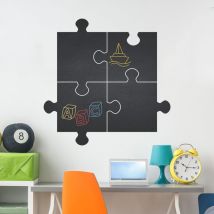 Sticker ardoise tableau noir - stickers muraux adhésif effaçable - puzzles - 55x55cm