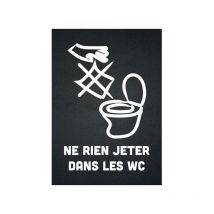 Sticker autocollant 'ne rien jeter dans les toilettes' format A5 fond noir
