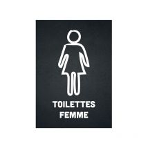 Sticker autocollant 'toilettes femme' format A5 fond noir