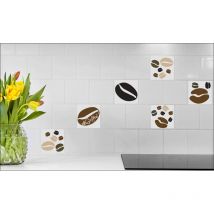 Sticker mural adhésif grains de café, 4 pièces, 15 cm X 15 cm, décoratif pour carrelage, autocollant déco.