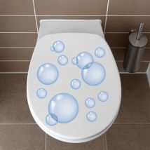 Sticker wc abattant toilettes, déco trompe l'oeil 33x38cm, bulles de savon, décoration intérieure, autocollant mural.