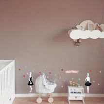 Sticker Autocollant Chambre Bébé Décoratif, Robe Chic Coeur 21x29,7 cm, Décoration Murale pour Enfants