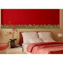 Sticker autocollant décoratif x2, 34 cm X 48 cm, motif fleur de pelouse et papillons, décoration murale intérieure