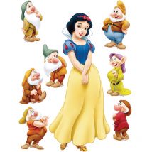 Disney - sticker mural Blanche-Neige jaune, bleu et beige