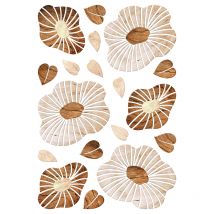 Sticker mural fleurs marron et beige clair Sanders&sanders