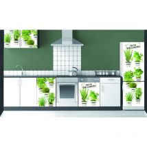 Sticker Réfrigérateur Décoratif Jardin Bleu Plantes Aromatiques 59,5x180cm - Décoration Intérieure Maison & Cuisine