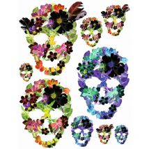 sticker mural visages violet, vert et rose - Sanders & Sanders