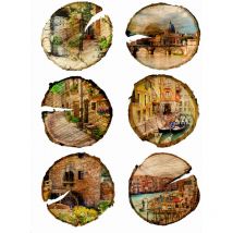 Sanders&sanders - sticker mural vue de la ville beige, jaune et vert