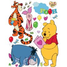 Sticker mural Winnie l'ourson orange, jaune, bleu et rose Disney