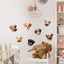 Sticker décoratif, petits chiens bichon maltais trop mignons, 68 cm x 24 cm
